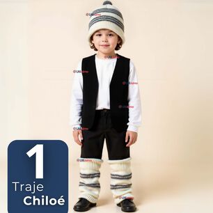 Traje Chilote Ni&ntilde;o + Polera Fiestas Patrias Chile 2 A 4 A&ntilde;os