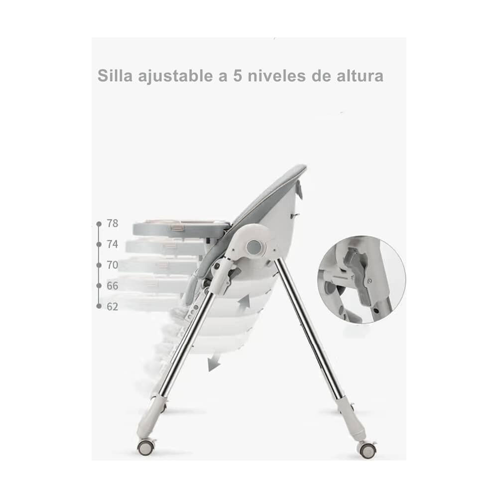 Silla De Comer Lubabycas Plegable Con Ruedas Gris image number 7.0