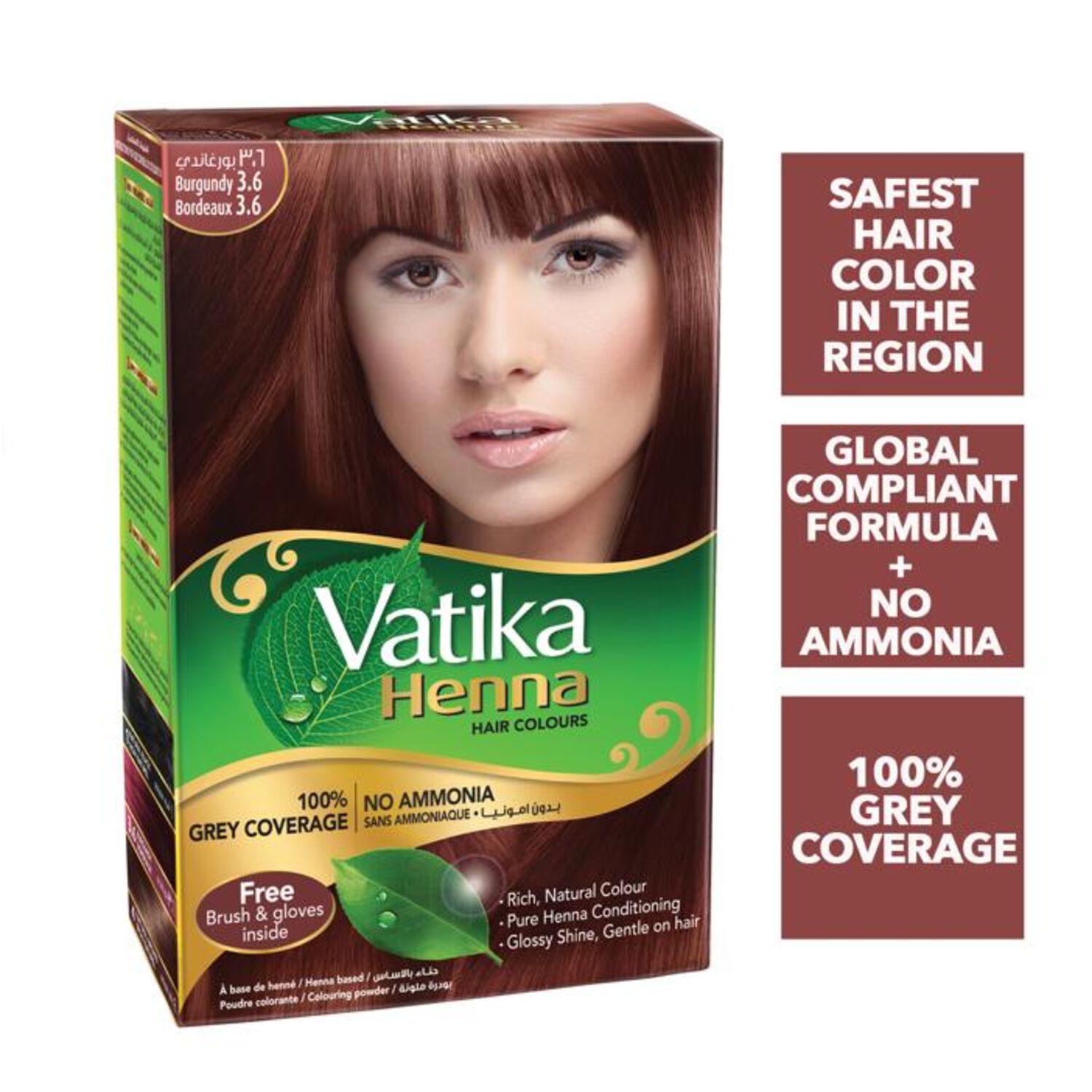 Vatika Henna Tintura Coloraci&oacute;n Borgo&ntilde;a 6 Sachets image number 2.0