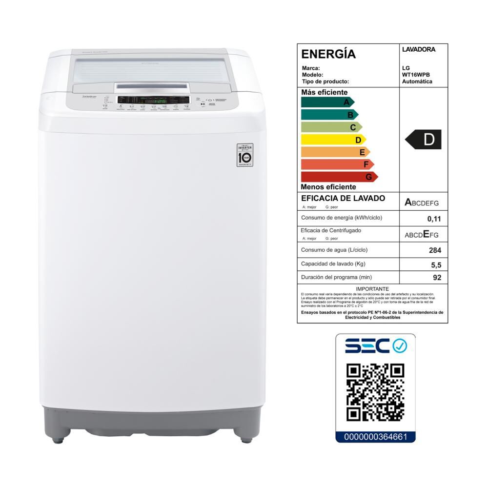 Lavadora LG / WT16WPB / 16 Kg image number 8.0