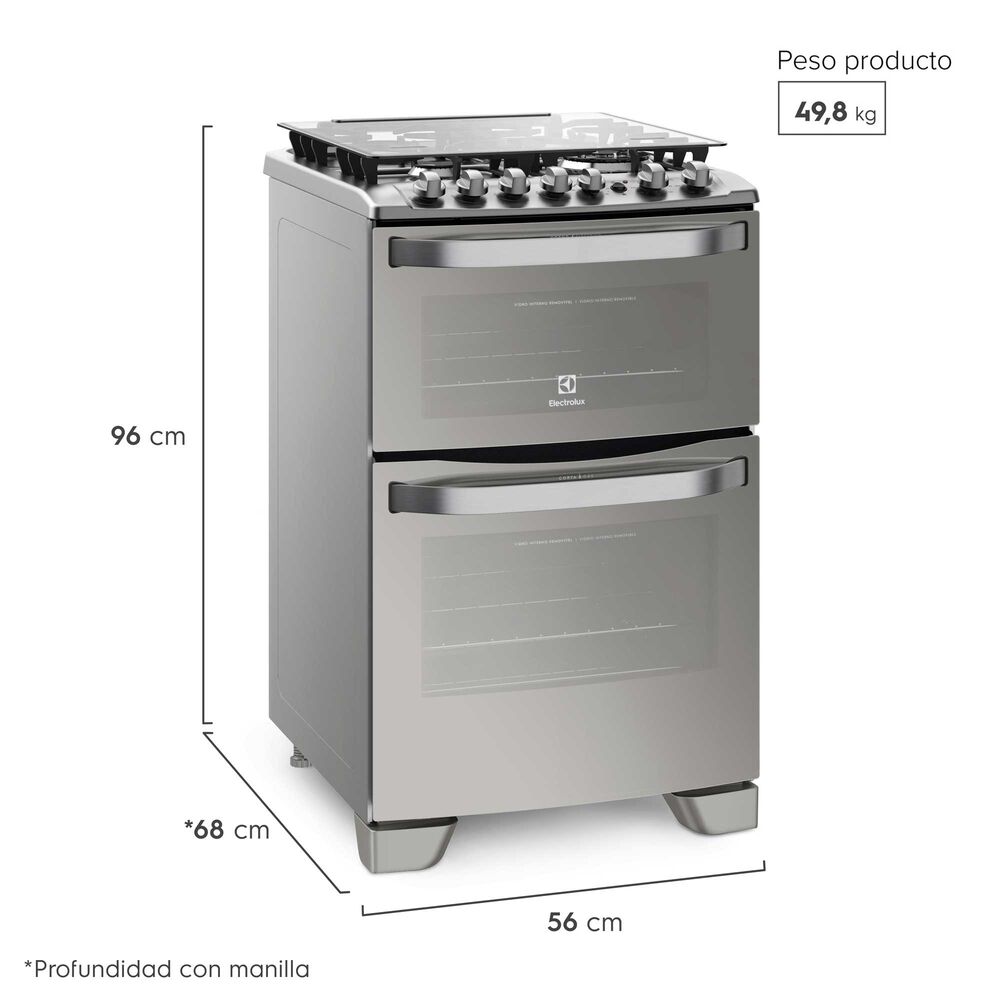 Cocina A Gas 4 Platos Doble Horno Triple Llama 56dxa Inox image number 2.0