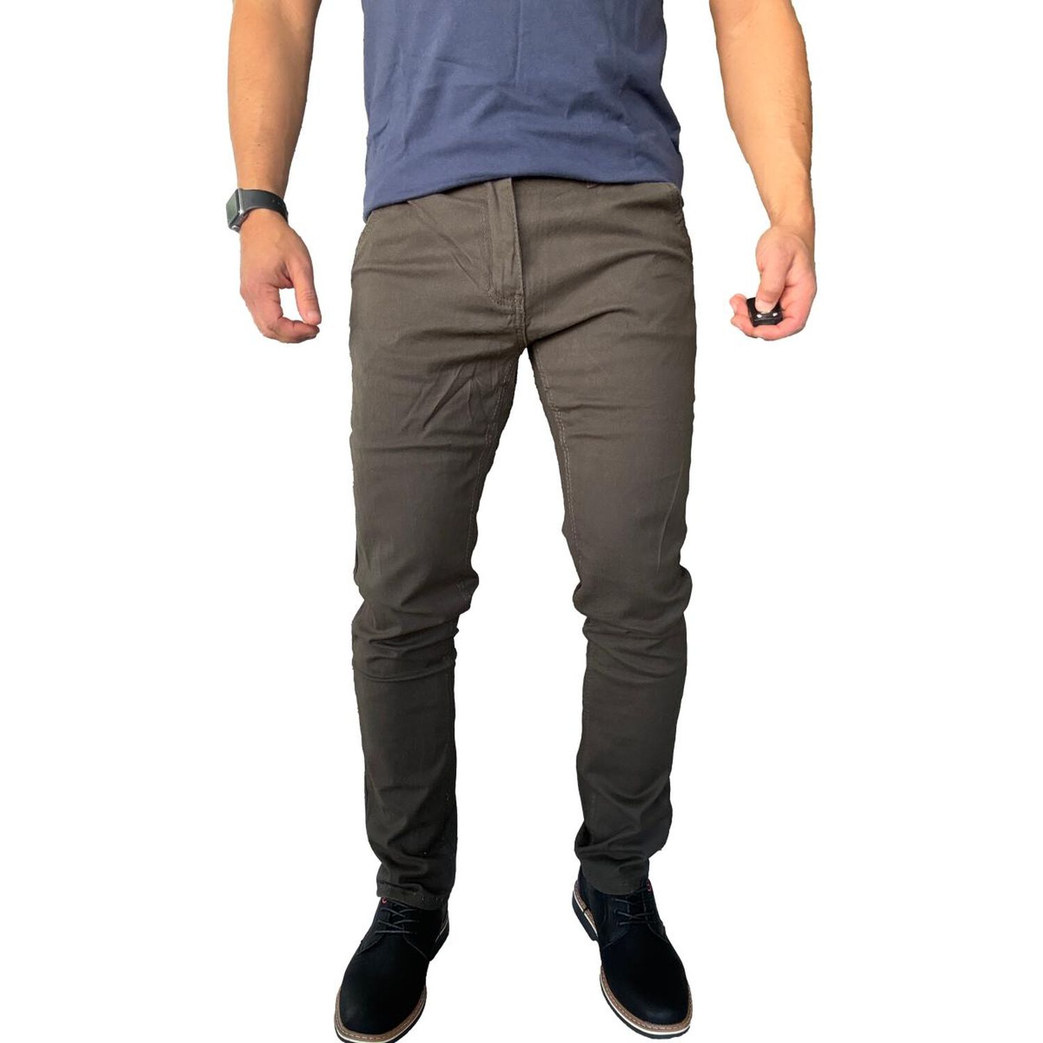 Pantal&oacute;n Tela Elasticado Hombre Casual Verde 850084 image number 6.0