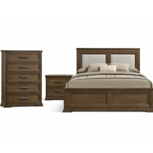 Cama Casaideal Austral  2 Plaza + Respaldo + Cómoda + Velador