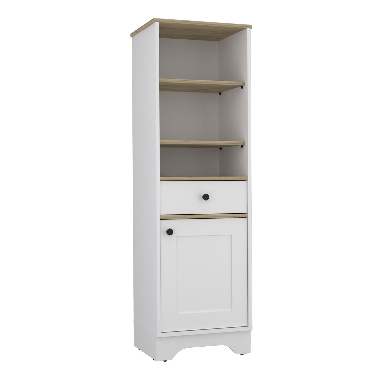 Estante Organzador Ba&ntilde;o 1 Puerta 1 Cajon Fm-005c Caf&eacute; Claro Y Blanco image number 0.0