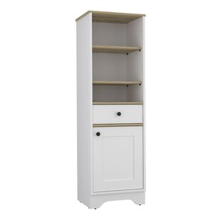 Estante Organzador Ba&ntilde;o 1 Puerta 1 Cajon Fm-005c Caf&eacute; Claro Y Blanco