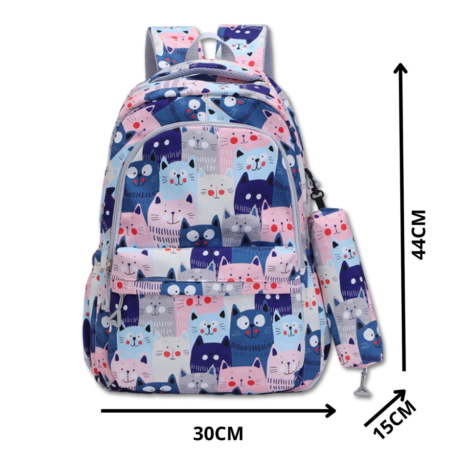 Mochila Escolar 44cm Dise&ntilde;o Estampado Blue Cats image number 1.0