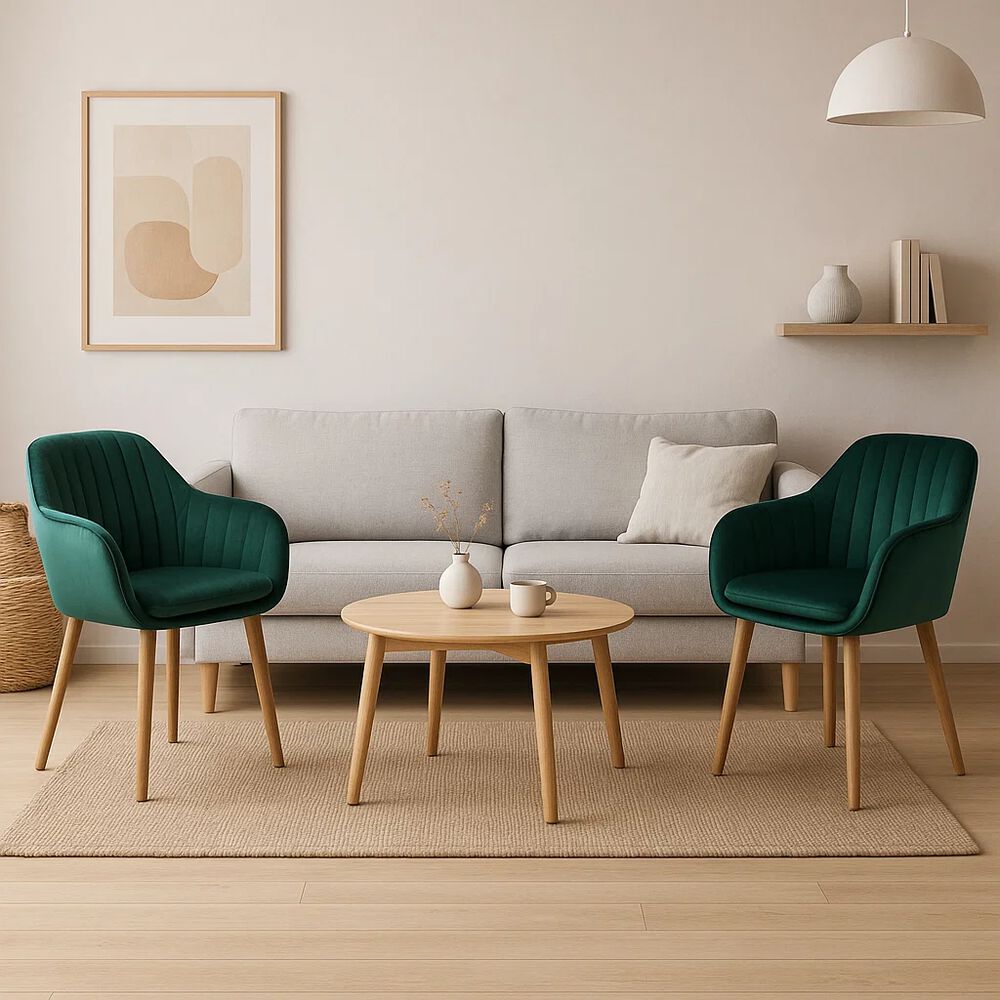 Pack De 2 Butacas Sitiales Poltrona Diamante Terciopelo - Verde image number 2.0