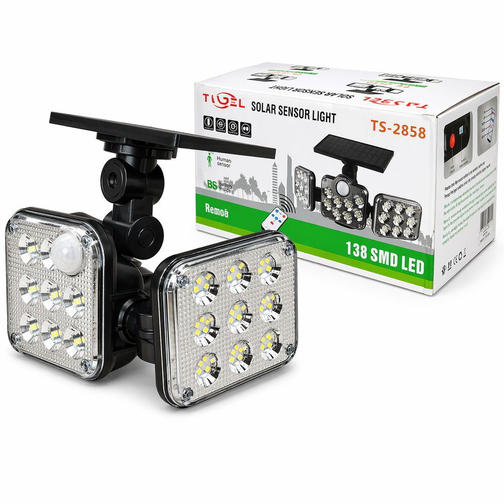 Luz Solar Foco Triple Cabezal Con Sensor De Movimientos image number 3.0