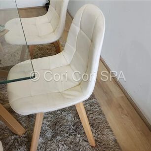Juego De Comedor Madrid 140x80cms + 6 Sillas Capitonne Velvet Beige