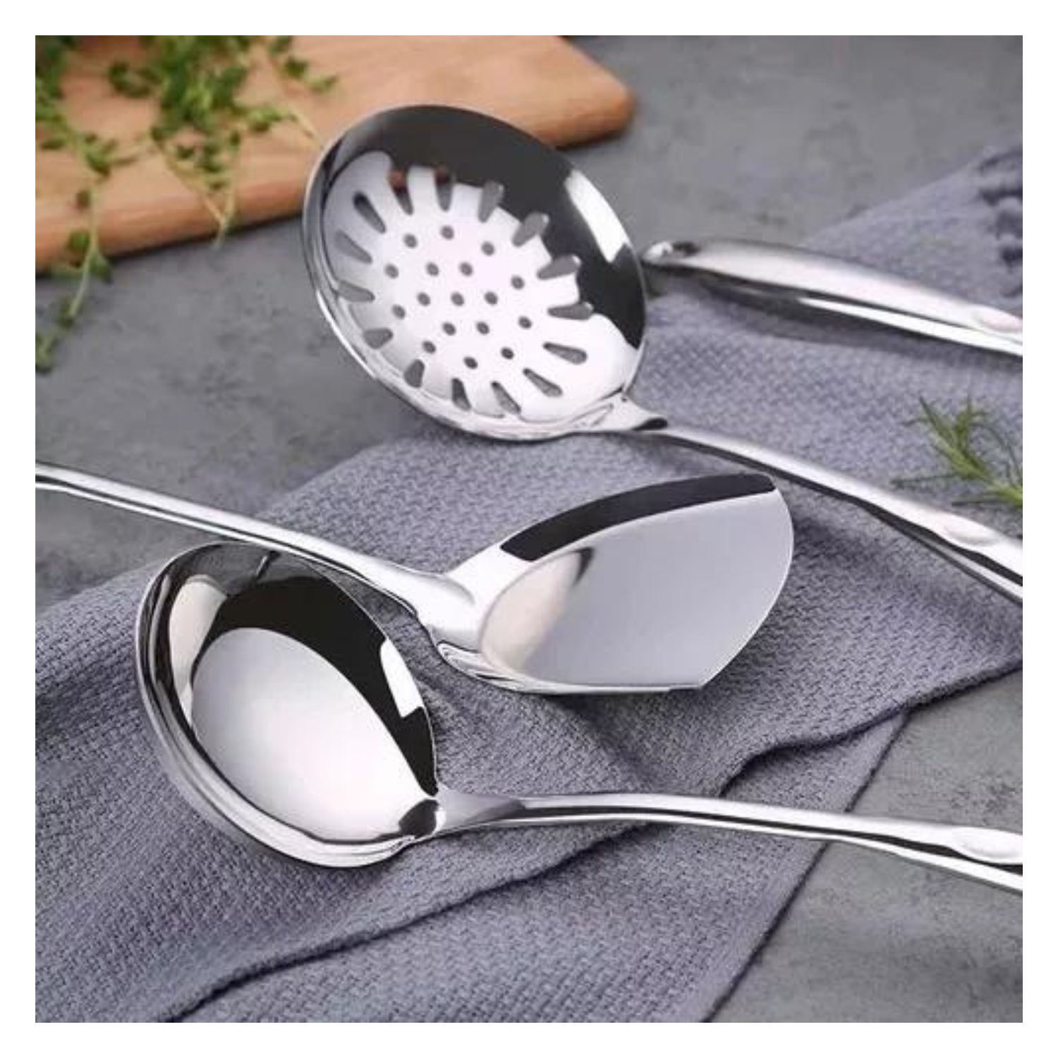 Set 6 Piezas Cucharones Cocina 37cm Design Plateado Multicolor image number 1.0