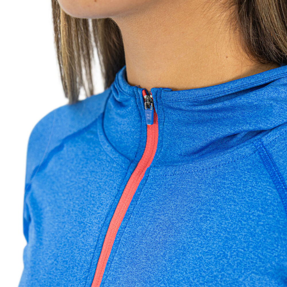 Polera Dry Fit Hw Spx C/ Gorro Manga Larga Mujer Elec Blue image number 6.0