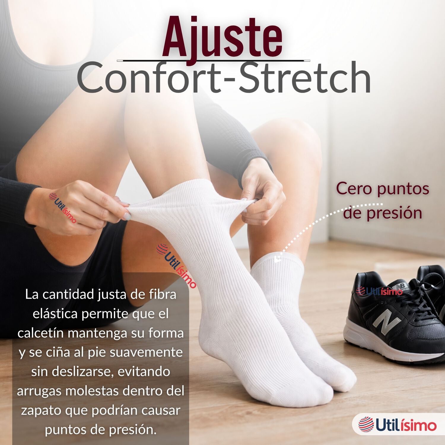 Pack 4 Pares Calcetines Diab&eacute;ticos Mujer Algod&oacute;n Suave Colores Surtidos Protecci&oacute;n image number 7.0