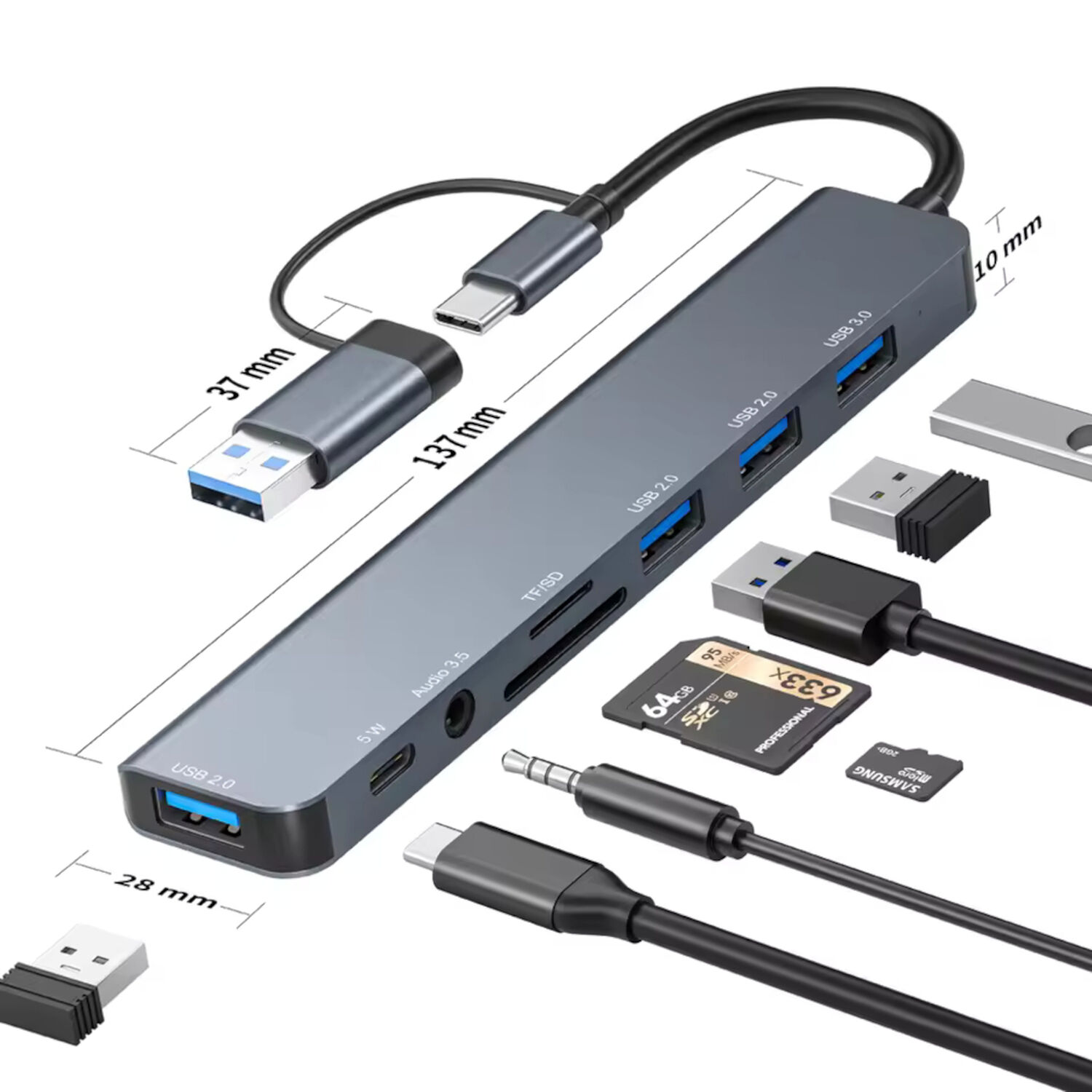 Hub Adaptador Usb 3.0, 8 Puertos En 2 image number 2.0