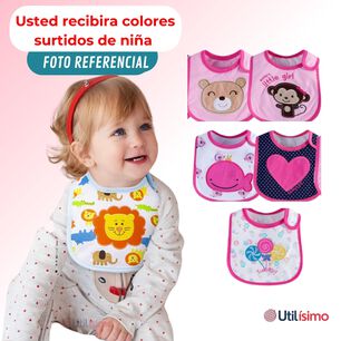 Pack 12 Baberos Impermeables Regulables Para Beb&eacute;s Jump Kids Ni&ntilde;a