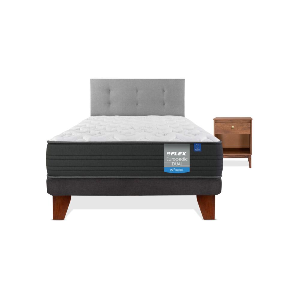 Cama Europea Flex Europedic Dual / 1.5 Plazas / Base Normal + Set De Maderas image number 0.0