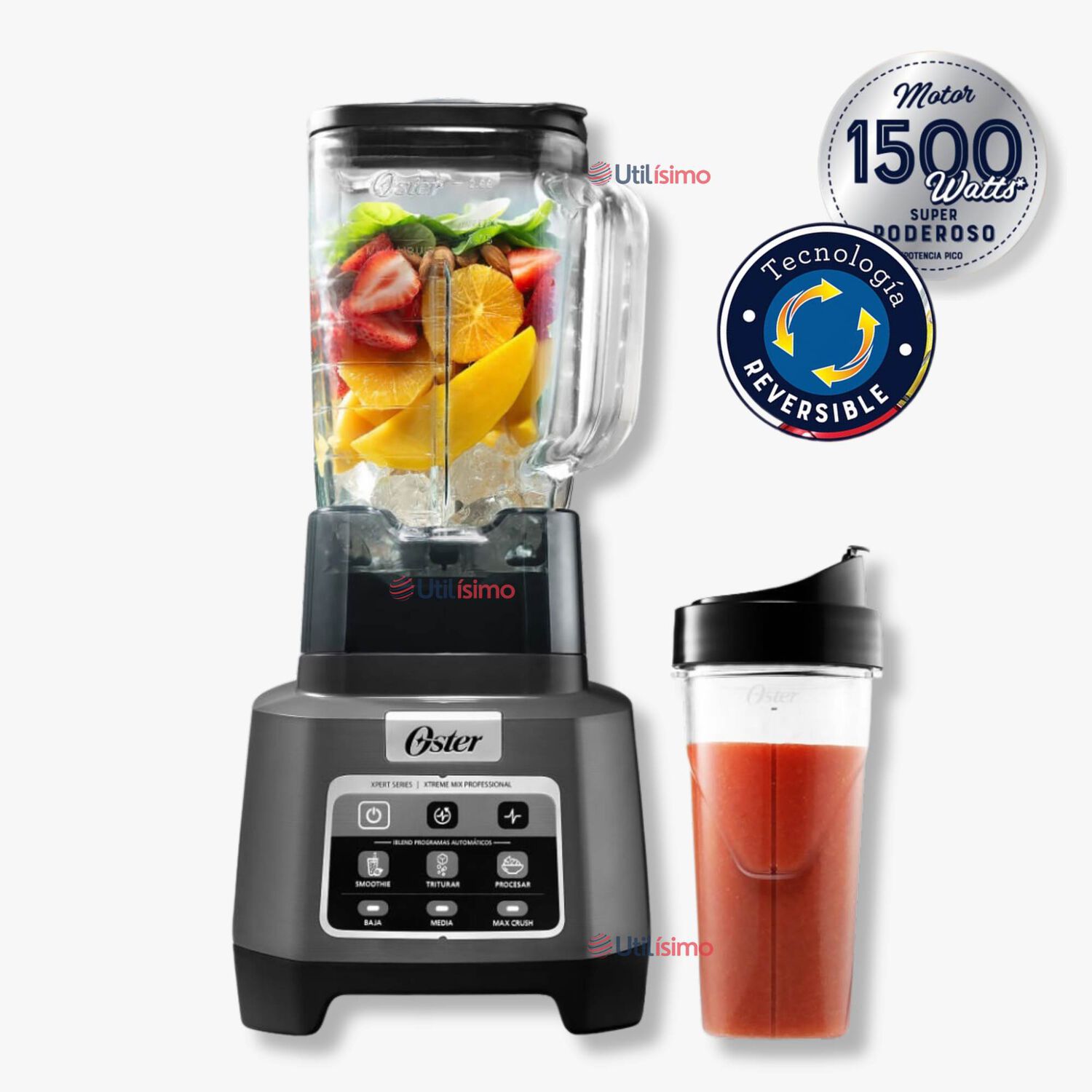 Licuadora Profesional Oster Xtreme Mix Con Iblend Y Max Crush Con Tecnolog&iacute;a Reversible, Vaso Blend-n-go Blstxpg-bgw image number 0.0