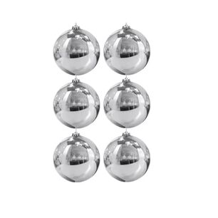 6 Esferas Navide&ntilde;as Bambalina 4cm Adorno Plateado Decoracion