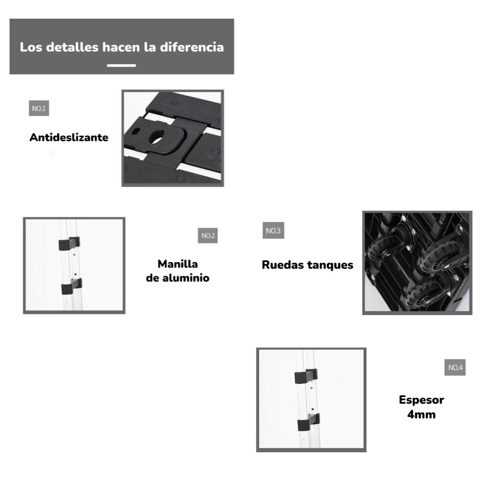 Carro De Carga Plegable Expandible Con Accesorios Lubabycas image number 4.0
