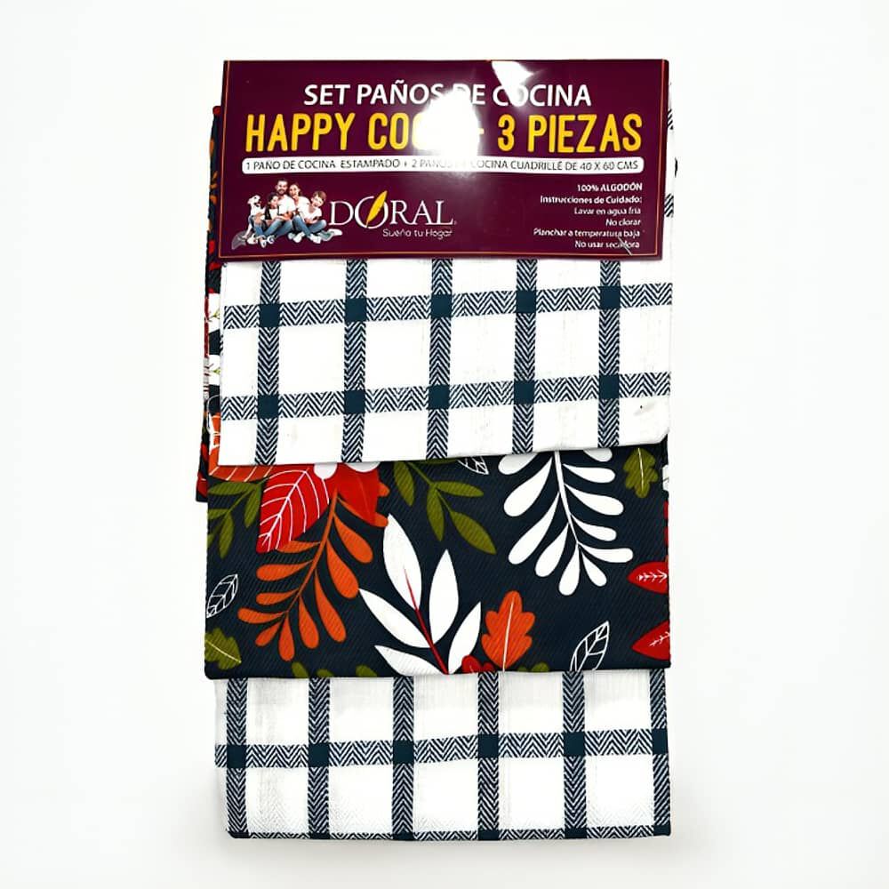 Set 3 Pa&ntilde;os De Cocina Happy Cook Azul image number 1.0