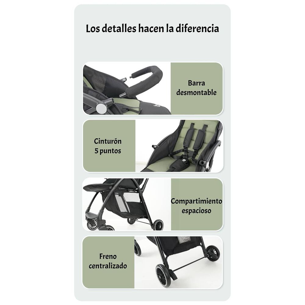 Coche De Paseo &Uacute;ltra Compacto Liviano Viena Gris Lubabycas image number 4.0