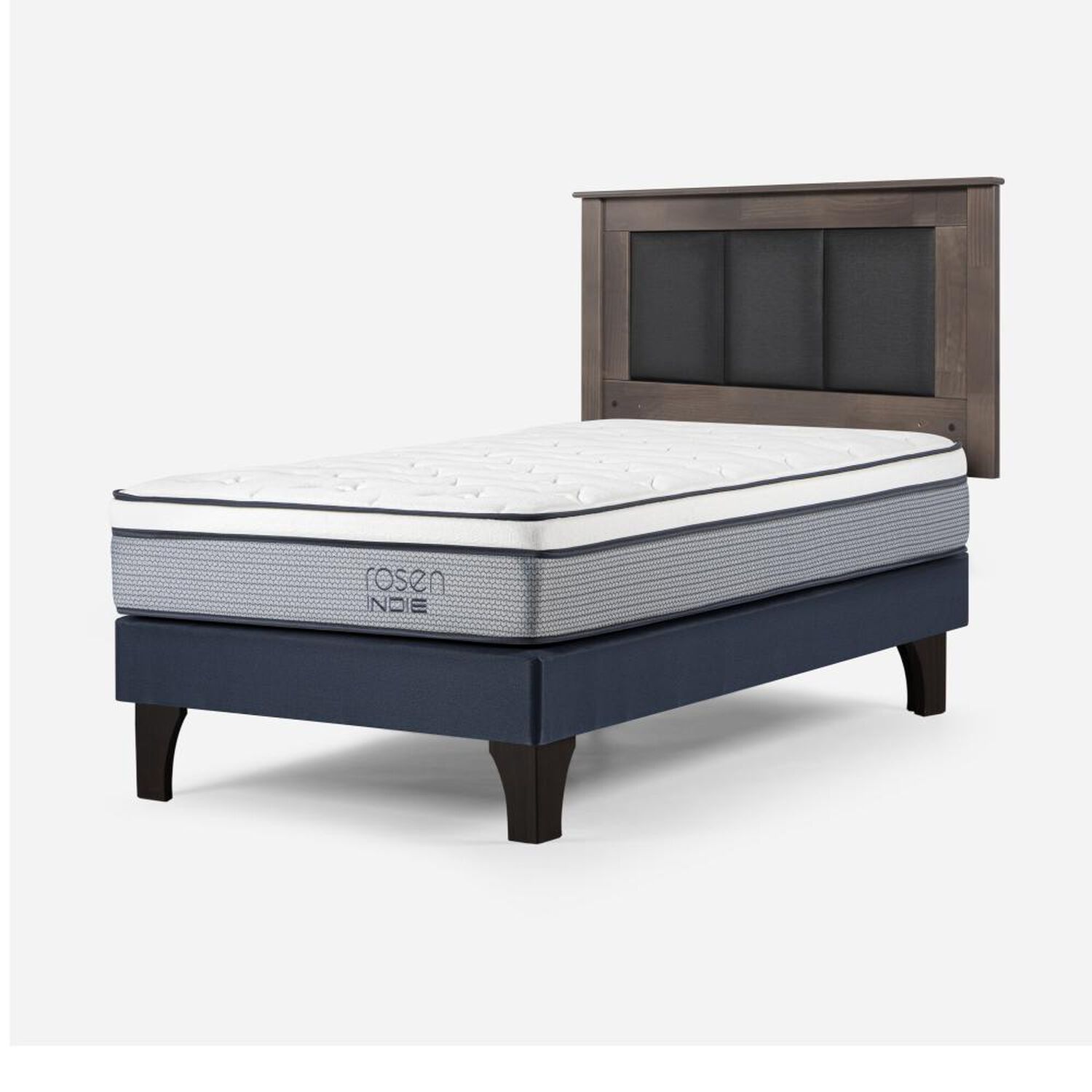 Cama Europea Rosen Indie / 1.5 Plazas / Base Normal  + Respaldo Rachel Gris image number 2.0