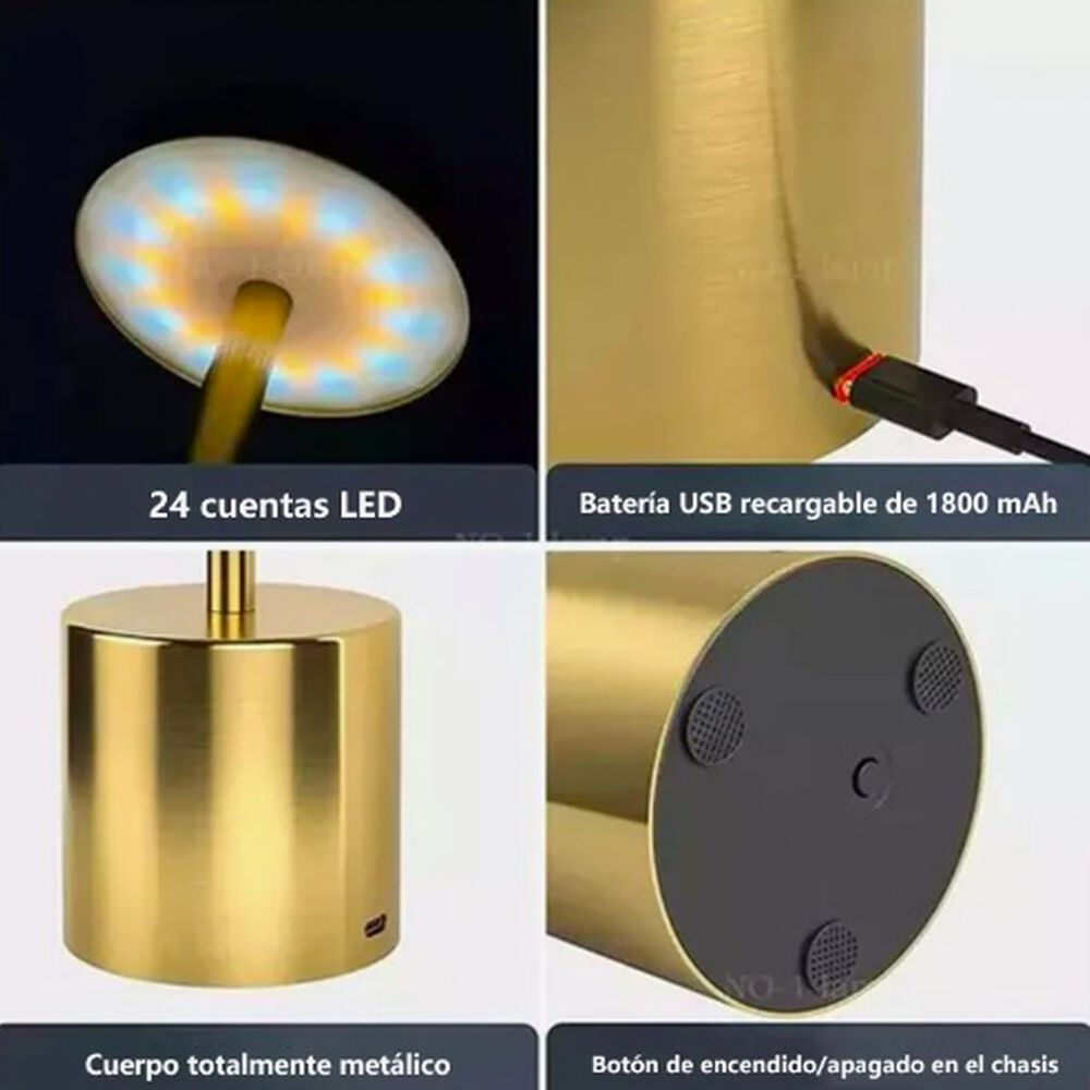 Lampara Led Escritorio Minimalista Dorada image number 4.0
