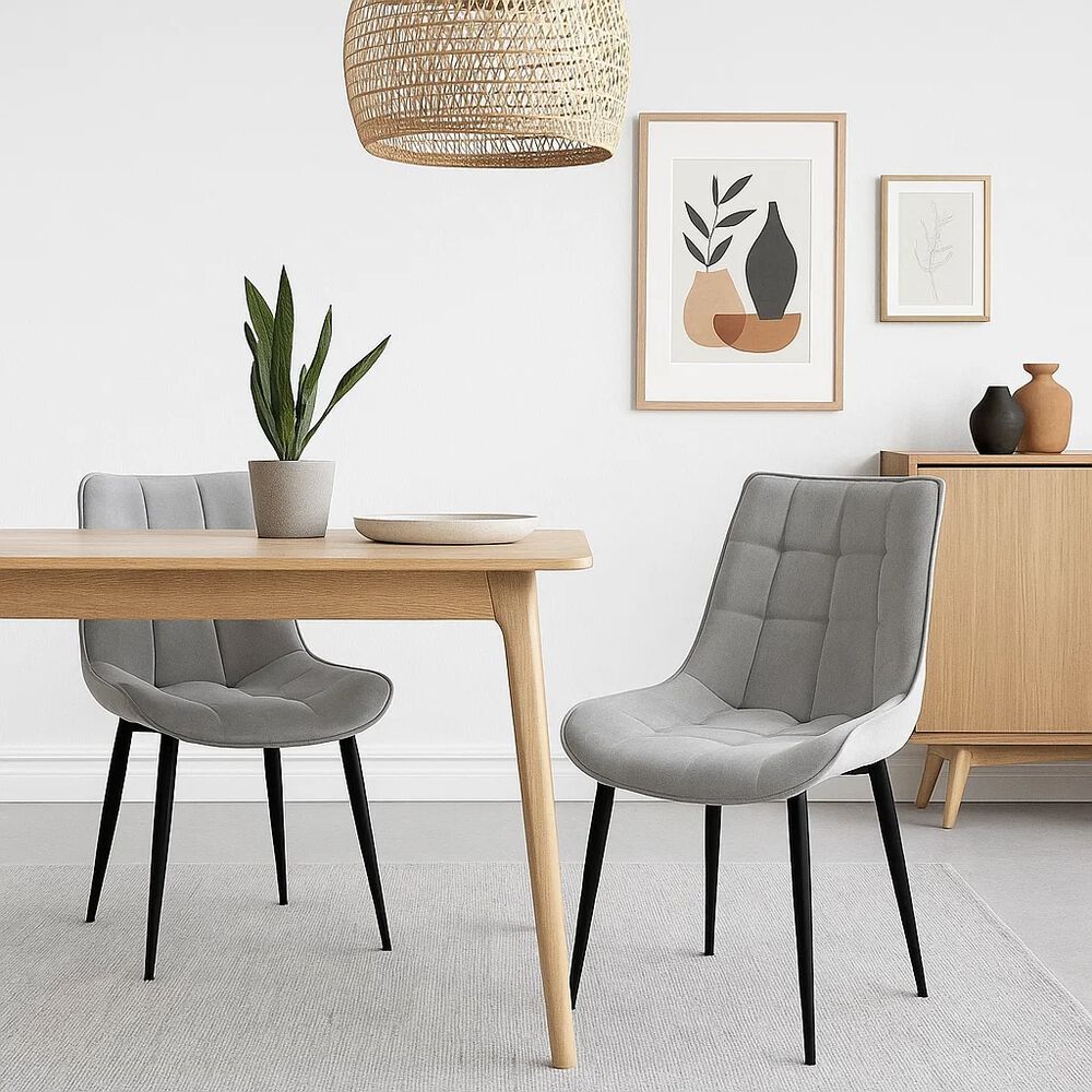 Silla De Comedor Macron Acolchada Terciopelo - Gris image number 2.0
