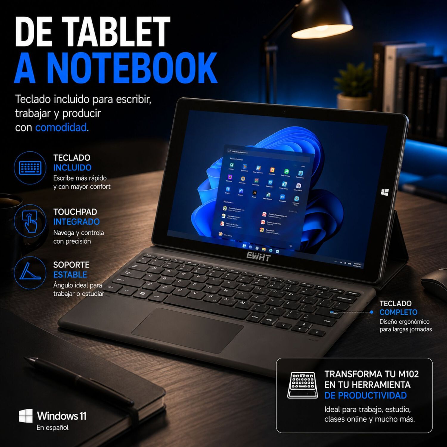 Tablet Cwht N102a Windows 11 256gb Ssd 8gb Ram Teclado image number 2.0