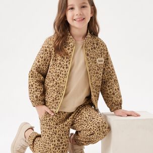 Conjunto Buzo Ni&ntilde;a Animal Print Leopardo Con Chaqueta