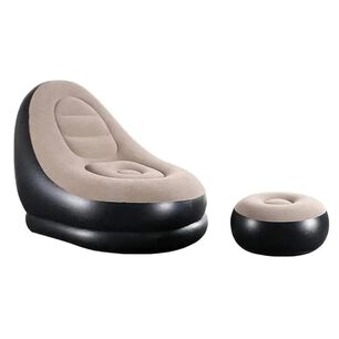 Tumbona Inflable Sofa Inflable Con Reposa Pies Portatil Gris