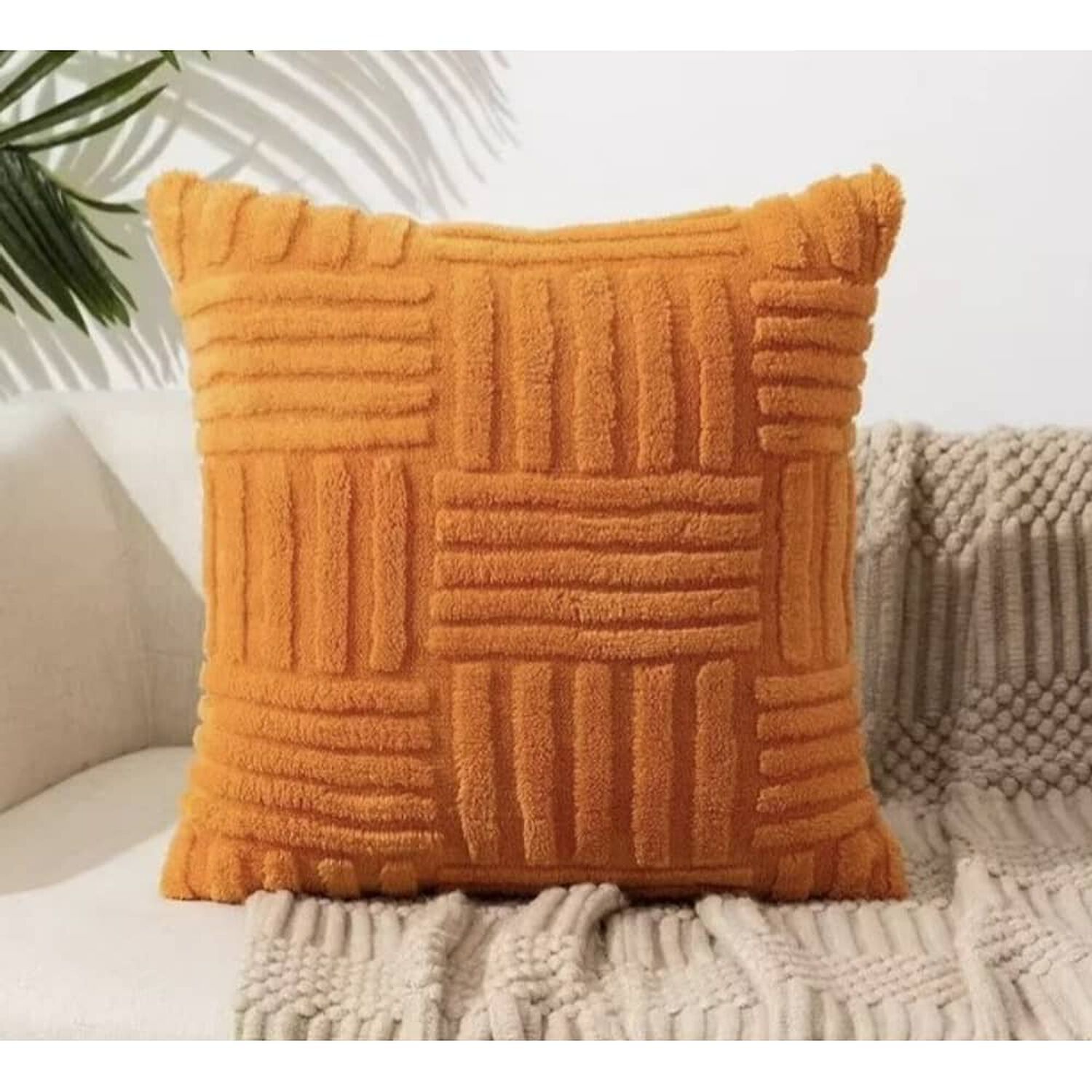 Funda Para Cojin Peludo Plush Medida 45x45cm Decoracion Naranja image number 0.0