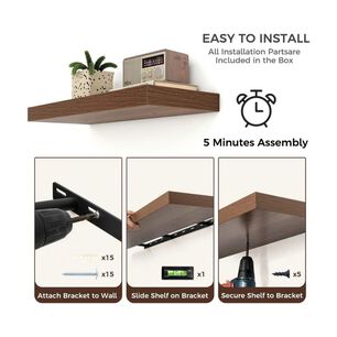 Repisa Estante Flotante Decorativa Cafe 60x23.5x3.8cm