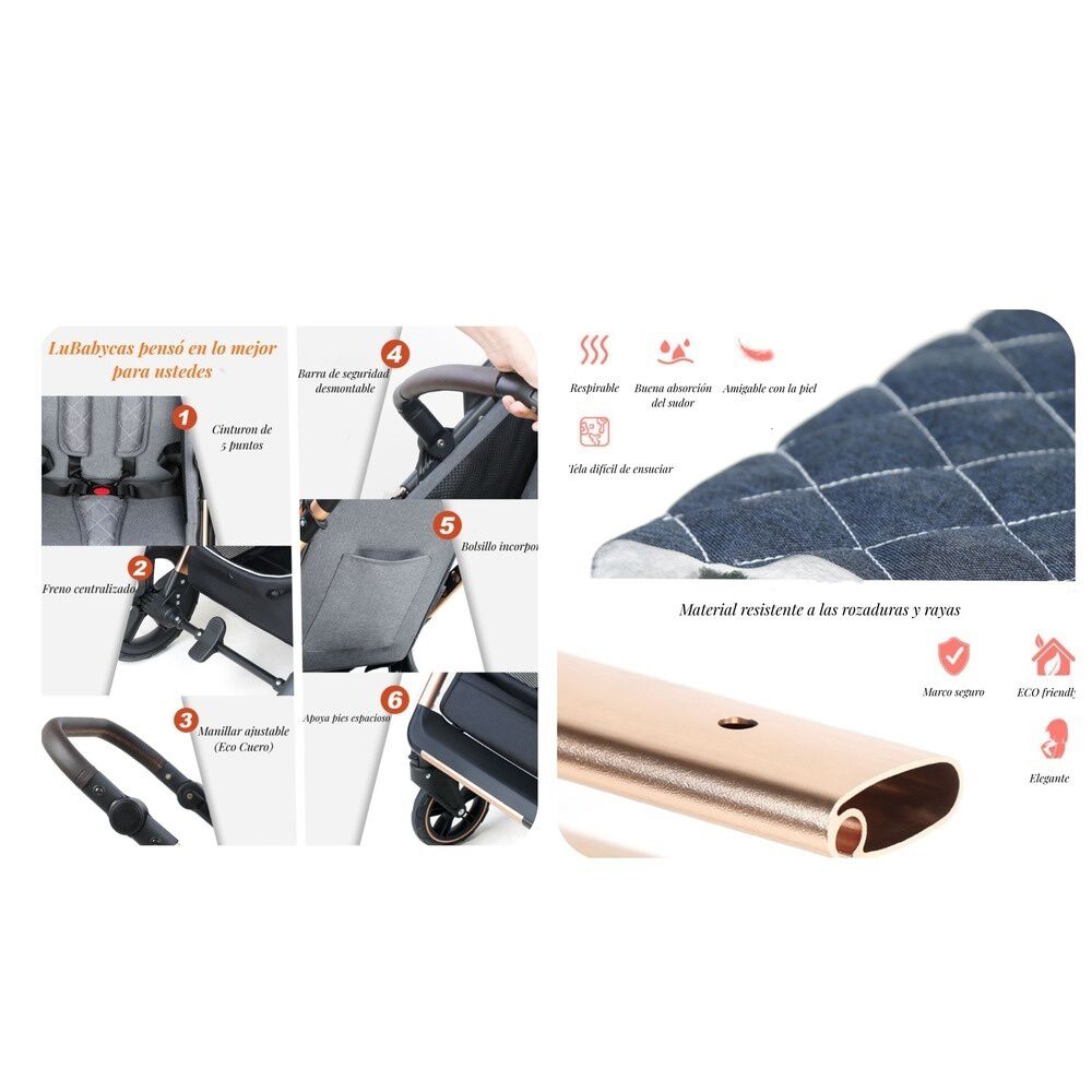 Coche Travel System Con Accesorios Lubabycas X1 Azul image number 6.0