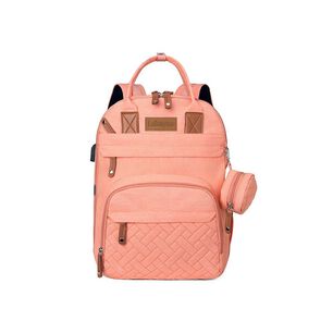 Mochila Maternal Con Monedero Y Colgador Lubabycas Rosada
