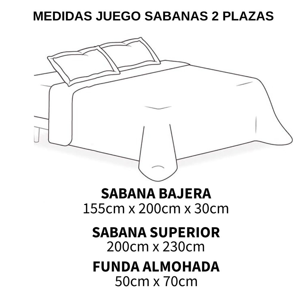Juego De Sabanas + Cubrecama De 2 Plazas + 2 Funda De Almohada Cobertor Verano Qs-3 image number 2.0