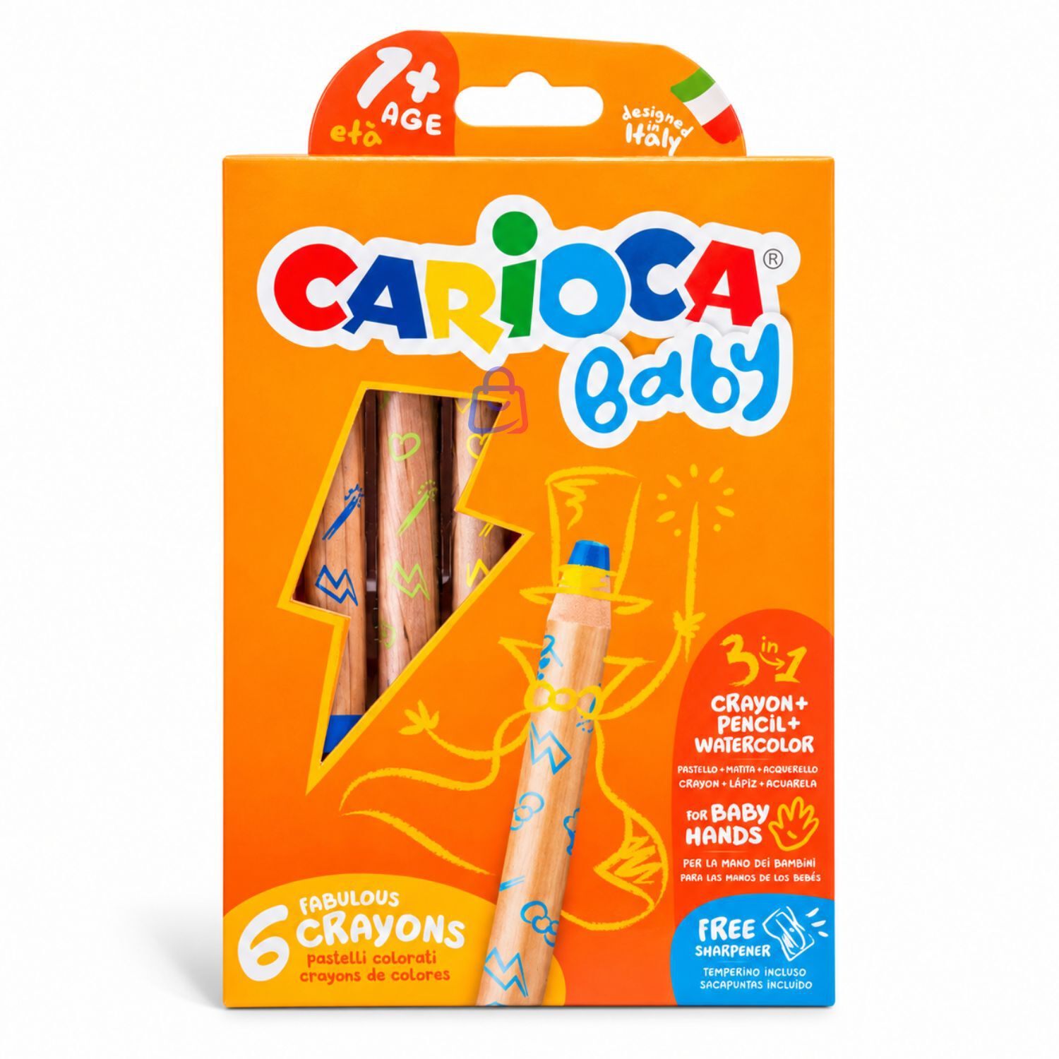 Crayones Carioca Baby 3 En 1 Acuarelables 6 Colores - Ps image number 3.0