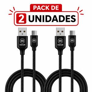 Pack 2 Cable Trenzado Usb A Usb C Maxell 2 Metros Carga R&aacute;pida Negro