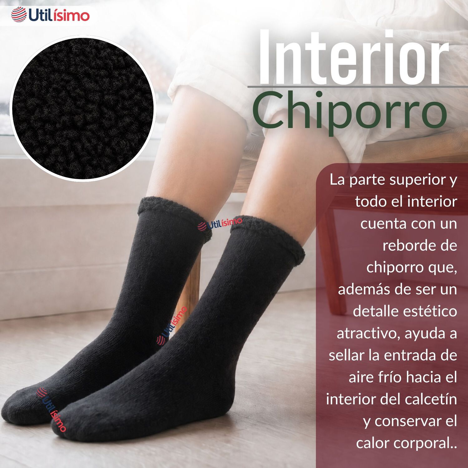 Pack 3 Pares Calcetines Chiporro Mujer Ultra T&eacute;rmico Negro Invierno Polar image number 8.0