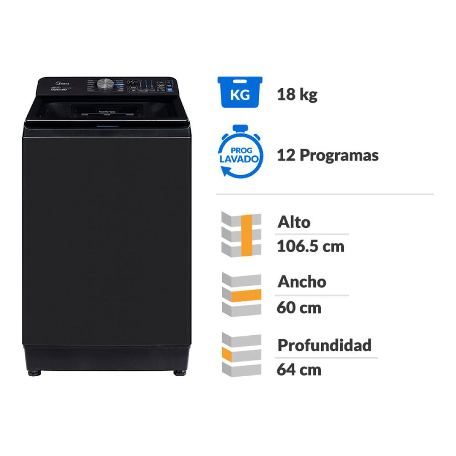 Lavadora Midea Ma516w180/t-cl / 18 Kilos image number 1.0