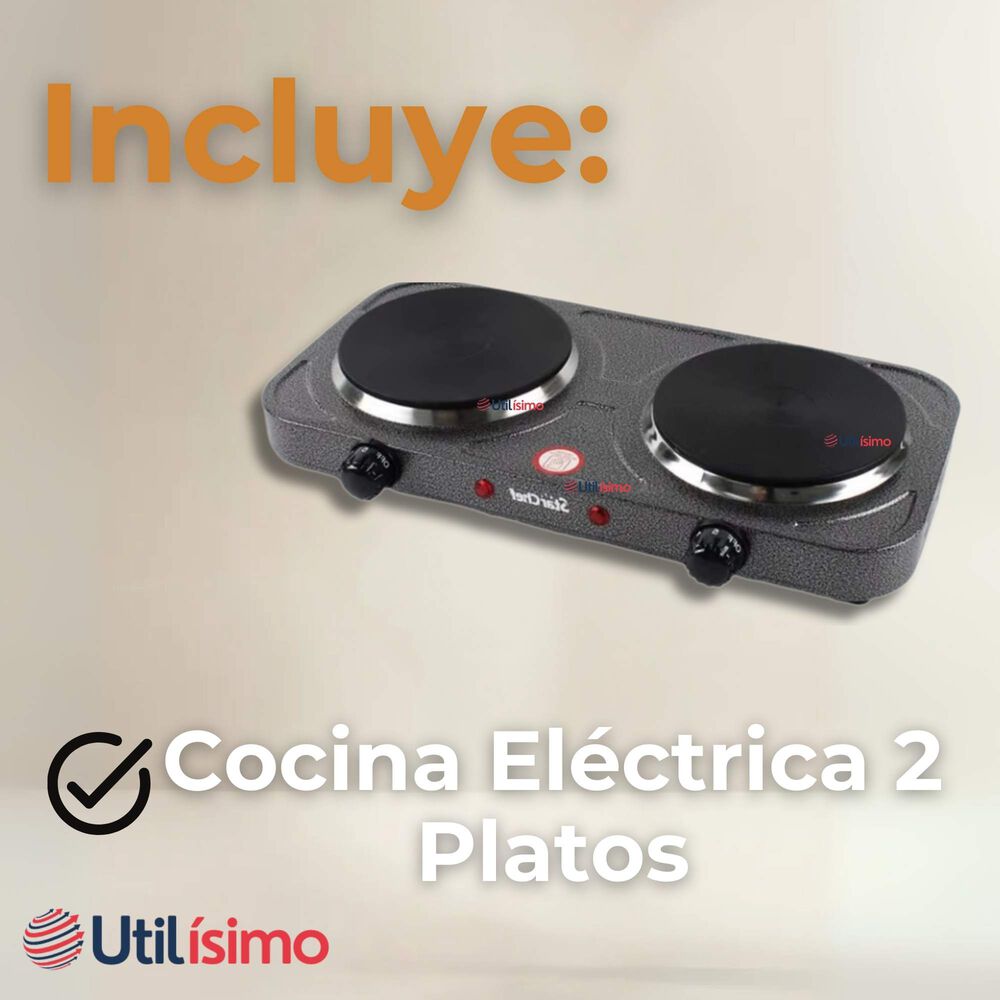 Cocina Eléctrica 2 Platos Cocinilla Portátil 2000w De Potencia image number 9.0