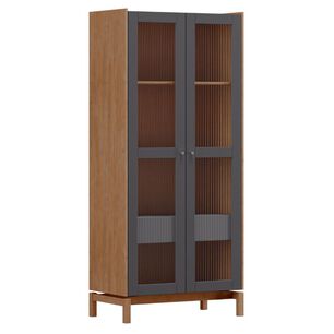 Vitrina Barcelona 2 Puertas + 1 Cajón Grafito-roble