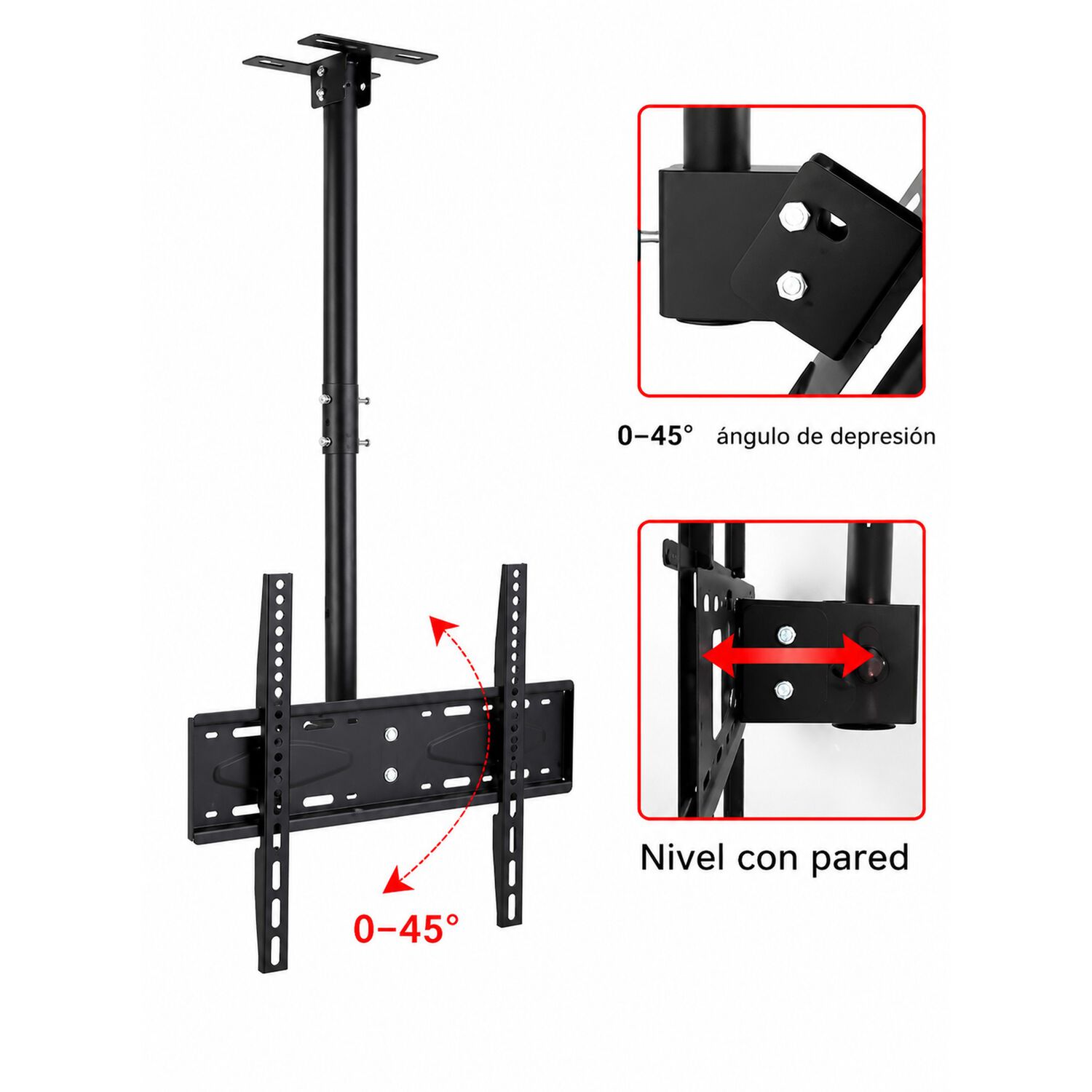 Soporte Tv Techo O Pared Ajustable 32 A 70" Rotaci&oacute;n 360&deg; image number 6.0