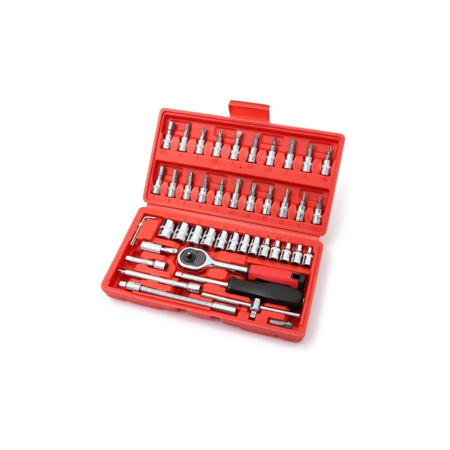 Juego Estuche De Llaves Trinquete Dados Por 46pcs Puntas Metricas image number 0.0