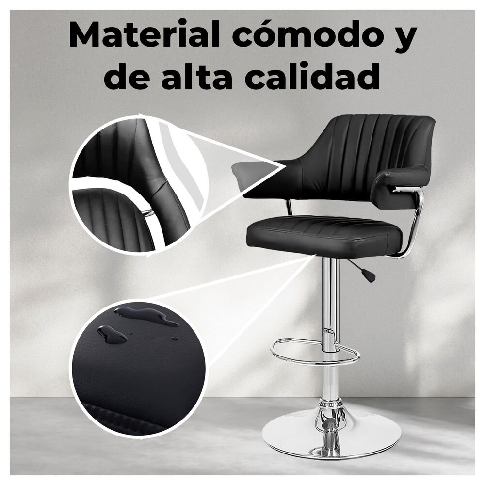 Pack 2 Silla Piso Bar Con Respaldo Y Posa Brazos Negro image number 2.0