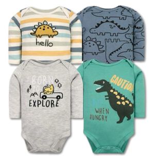 Pack 4 Bodys Ni&ntilde;o Manga Larga Tedmimak 100% Algod&oacute;n Mini Explorers