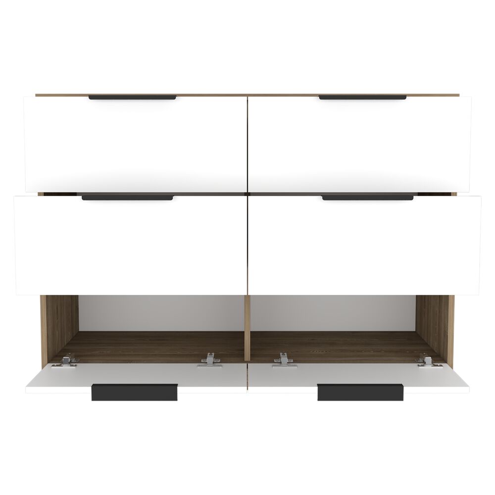 Comoda 4 Cajones 2 Puertas Abatibles Fm-020c - Café Claro / Blanco image number 2.0