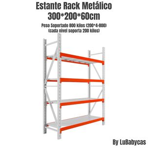 Estantes Metalicos 300*60*200cm Blanco Naranjo 800 Kilos