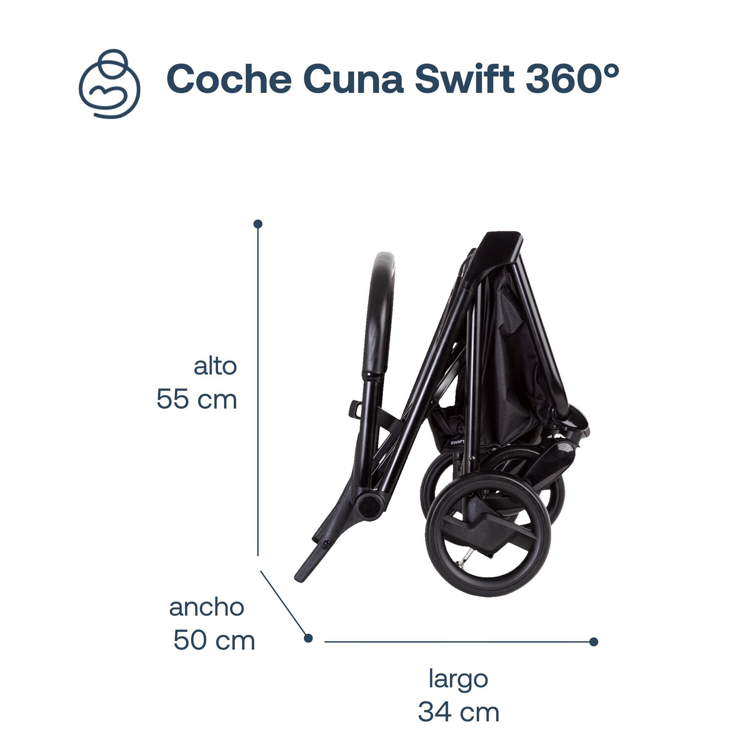 Coche Cuna Travel System Swift 360 Negro image number 7.0