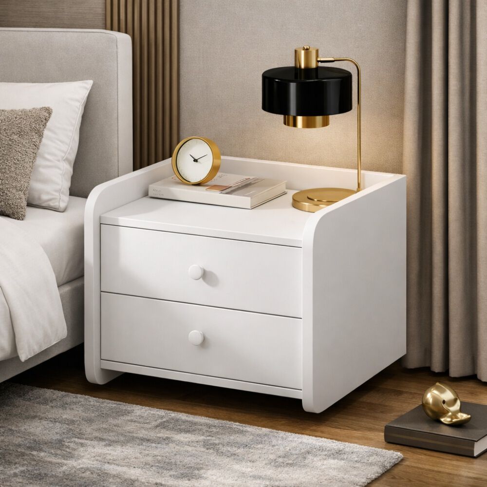 Velador Mesa De Noche Moderna Con 2 Cajones image number 2.0
