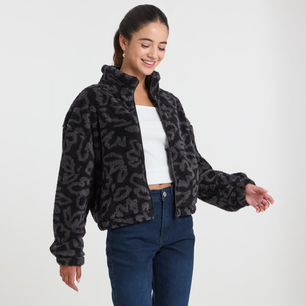 Polerón Sherpa Estampado Cuello Alto Mujer Freedom image number 2.0